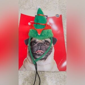 Holiday Green and Red Dog Elf Hat